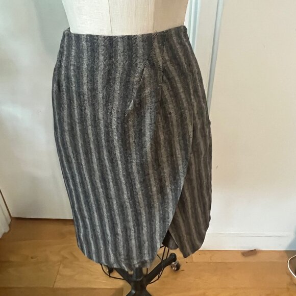 LILITH Paris  Striped Herringbone Wool Skirt Size XL - Picture 1 of 11